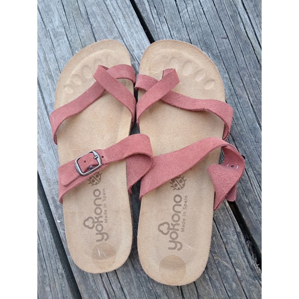 Yokono Women's Made in Spain Toe Ring/Loop Sandals Brown Leather NEW NWT Sz. 7